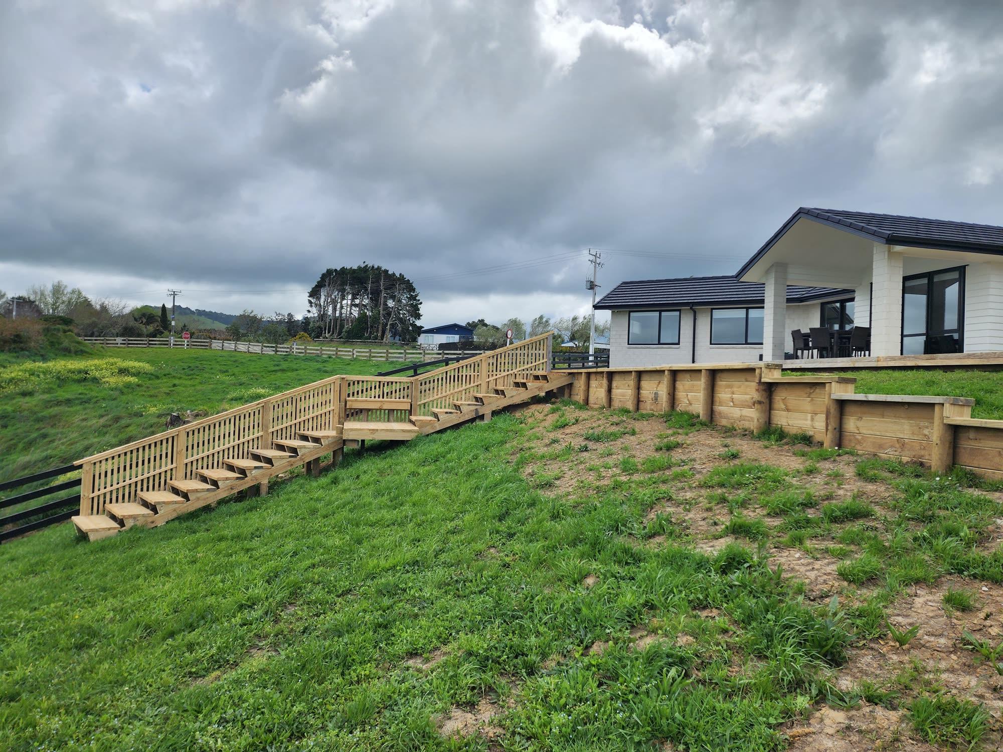 Bombay Hills rural landscape, retaining, pool and outdoor living: retaining photo 25