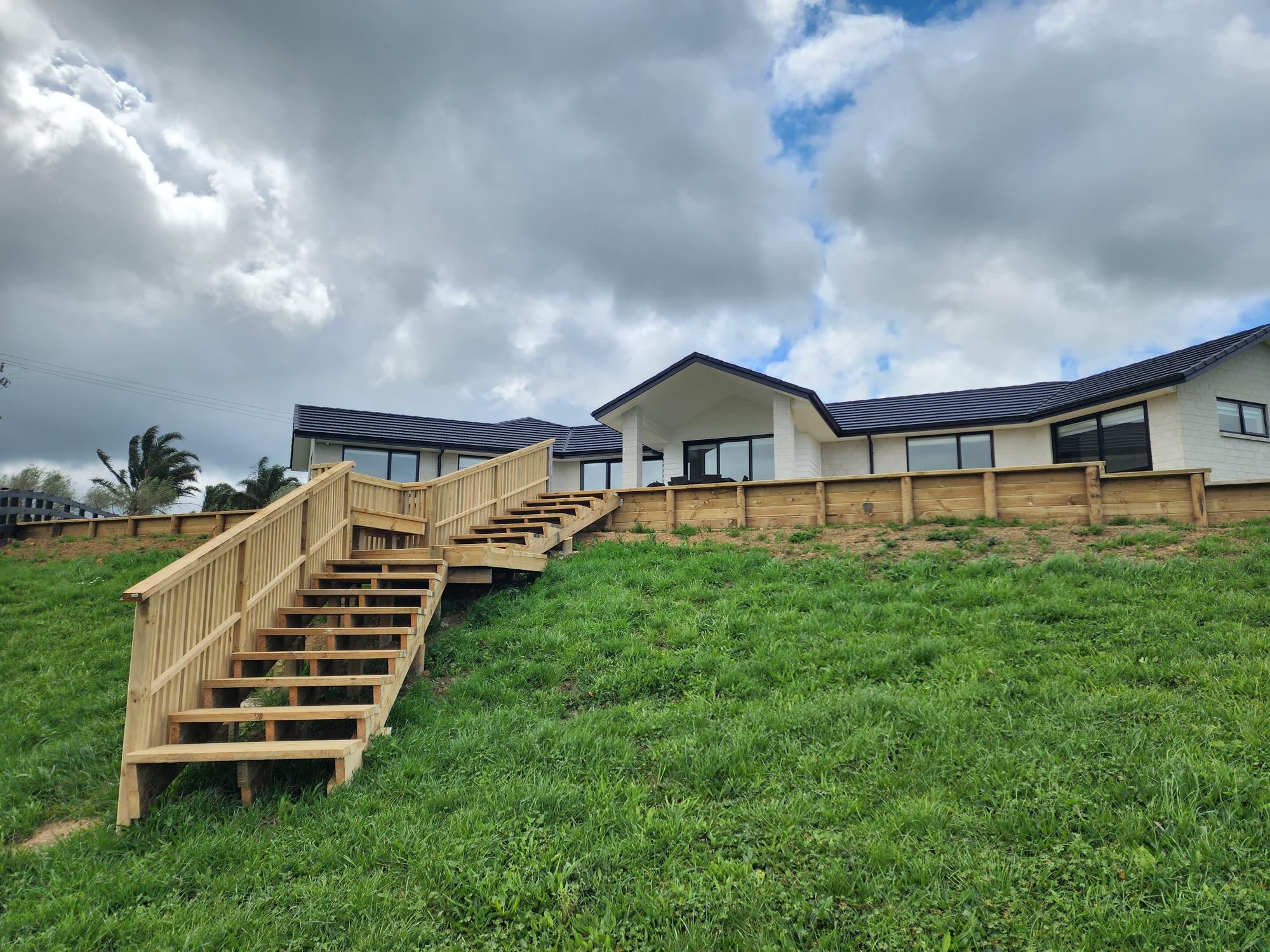 Bombay Hills rural landscape, retaining, pool and outdoor living: retaining photo 27