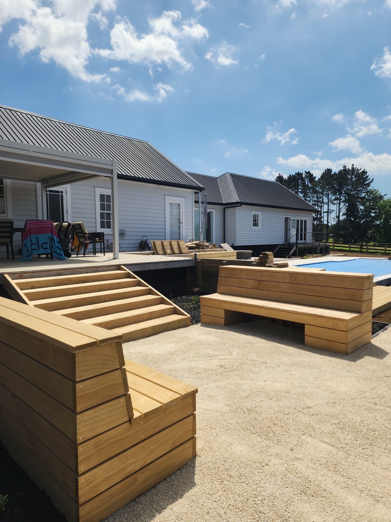 Bombay Hills rural landscape, retaining, pool and outdoor living: retaining photo 42