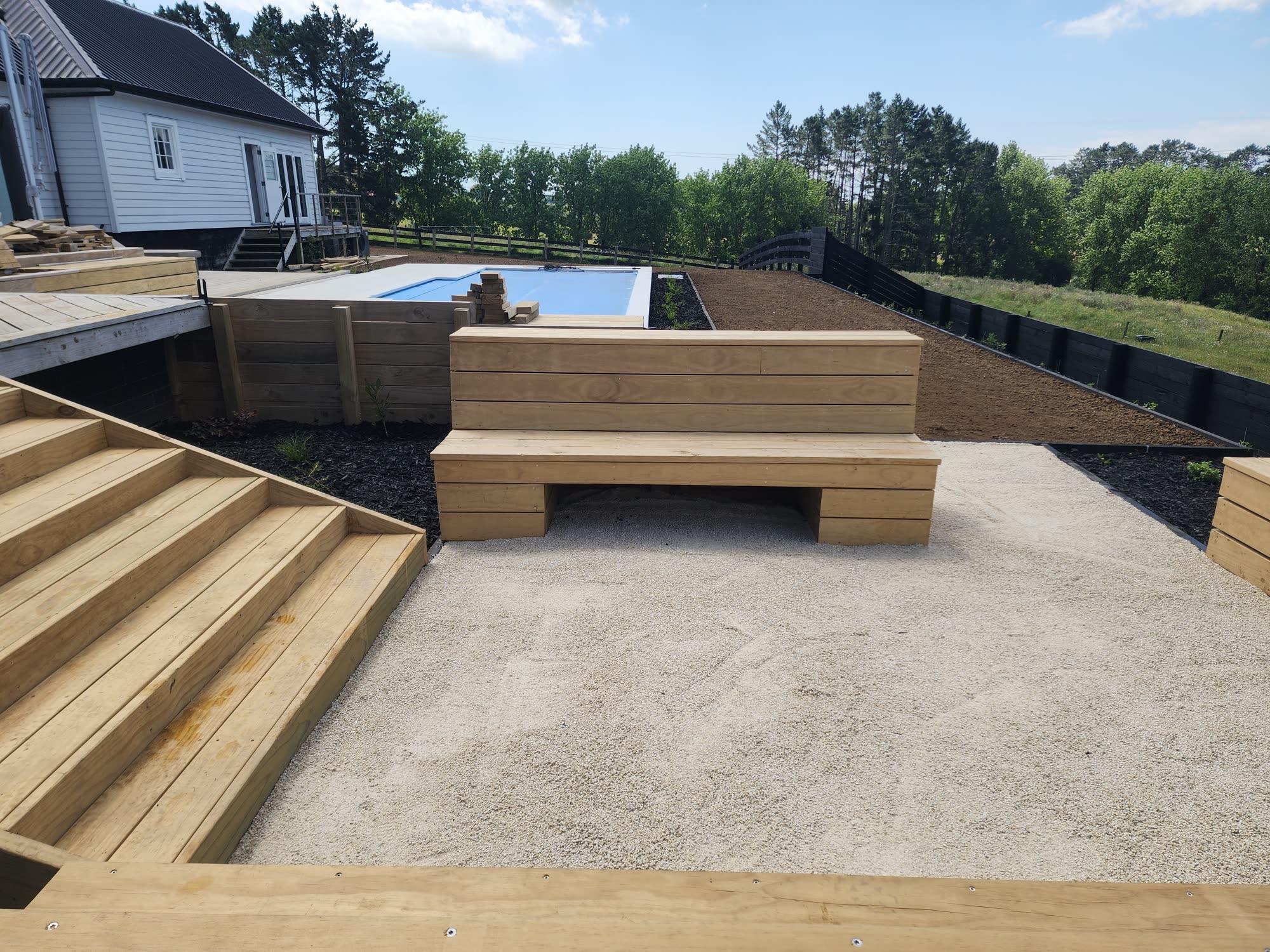 Bombay Hills rural landscape, retaining, pool and outdoor living: retaining photo 45