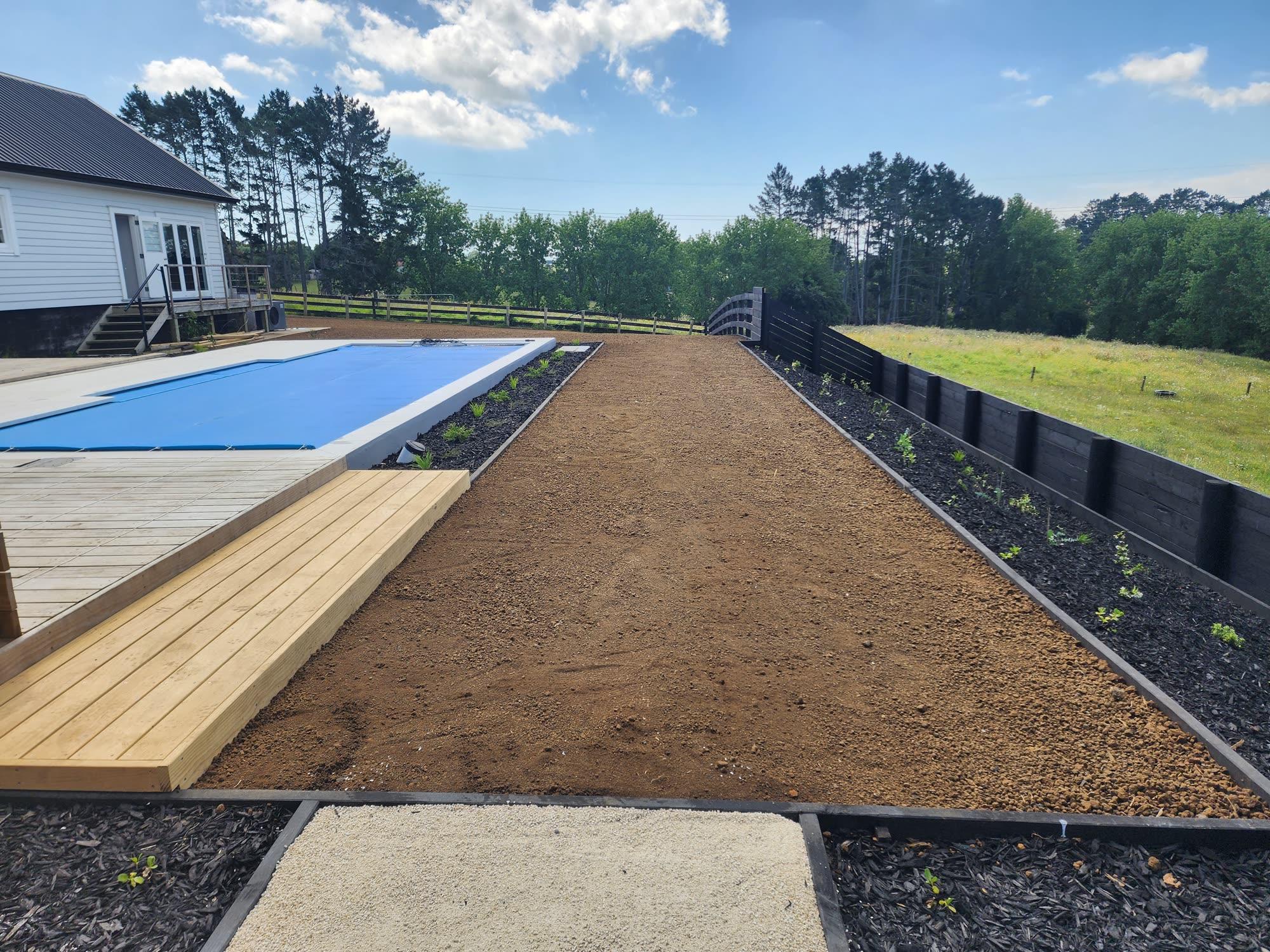 Bombay Hills rural landscape, retaining, pool and outdoor living: retaining photo 53